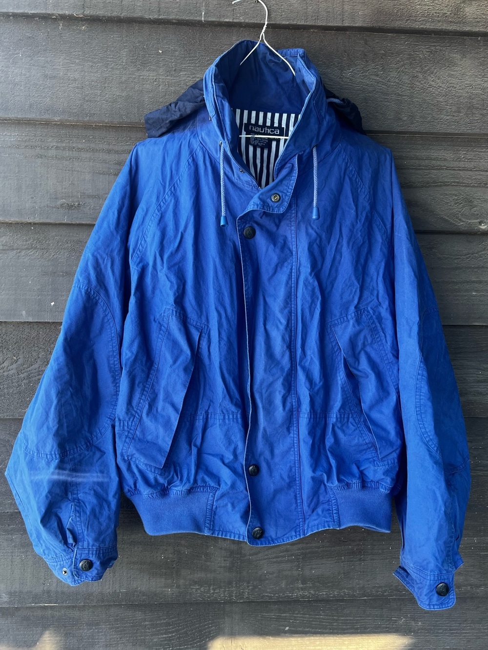 NICE Vintage Nautica size XL Windbreaker Mens Blue Jacket hooded